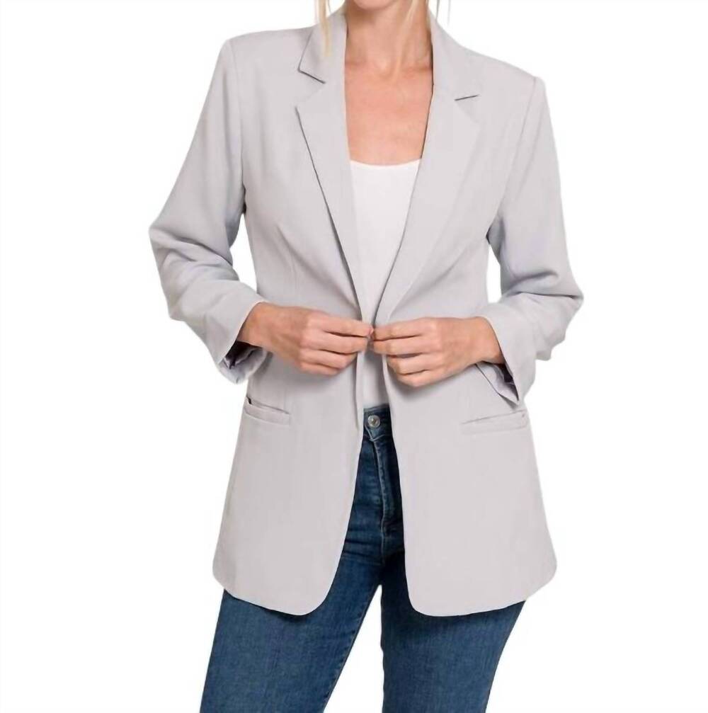 NEW 42POPS open front classic blazer in light grey
